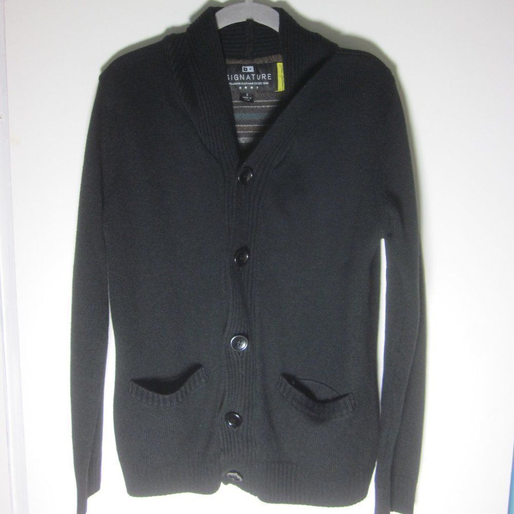 Four Star Clothing Retro Cardigan Lined Mens Size S Black Knit Button Front